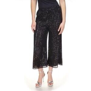 MICHAEL Michael Kors pants Womens Sequined Wide Leg formal party Pants black M